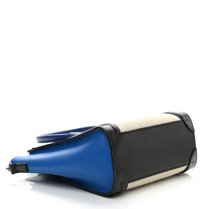 Celine Canvas Smooth Calfskin Nano Tri-Color Luggage Natural Blue 4 of 10