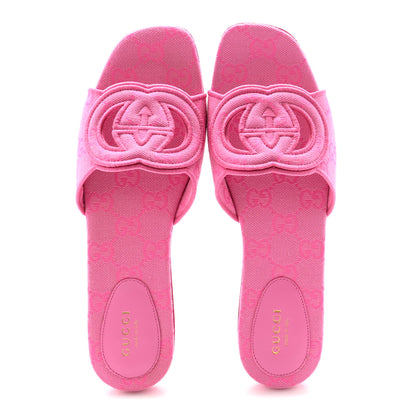 Gucci Canvas Interlocking G Womens Slide Sandals 38 Blossom Rose 2 of 9