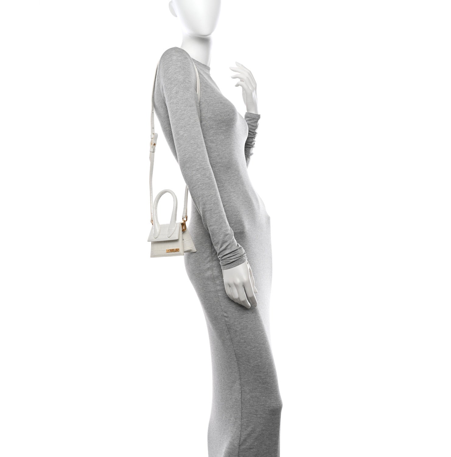 Jacquemus Calfskin Crocodile Embossed Le Chiquito White 2 of 11