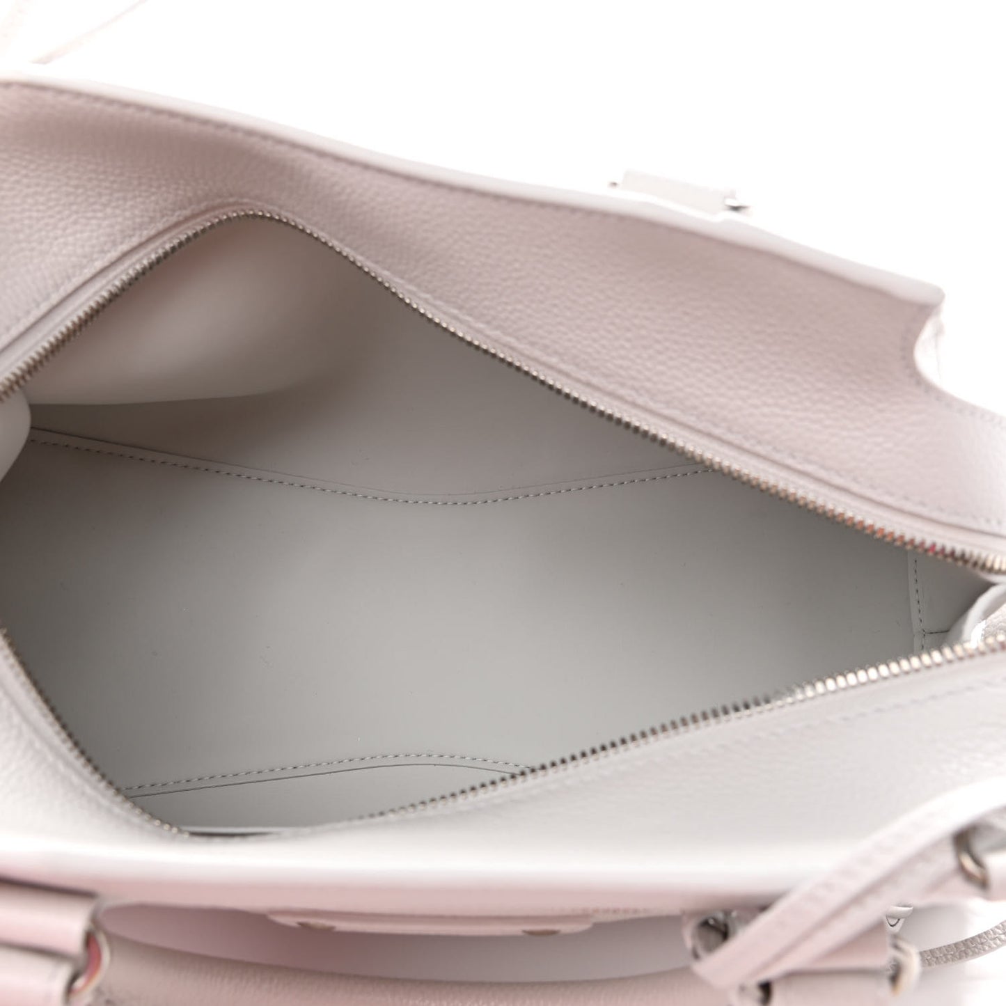 Grained Calfskin Neo Classic Silver Hardware S City Chalky White