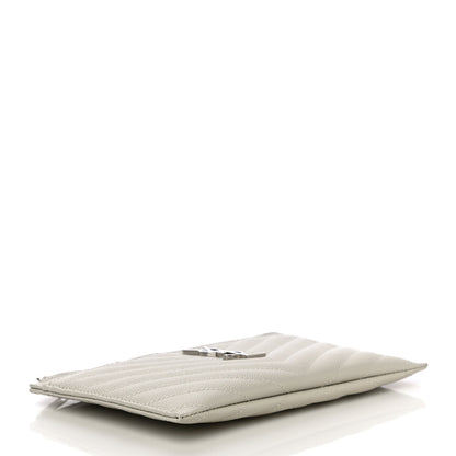 Saint Laurent Grain De Poudre Chevron Monogram Bill Pouch Crema Soft 4 of 11