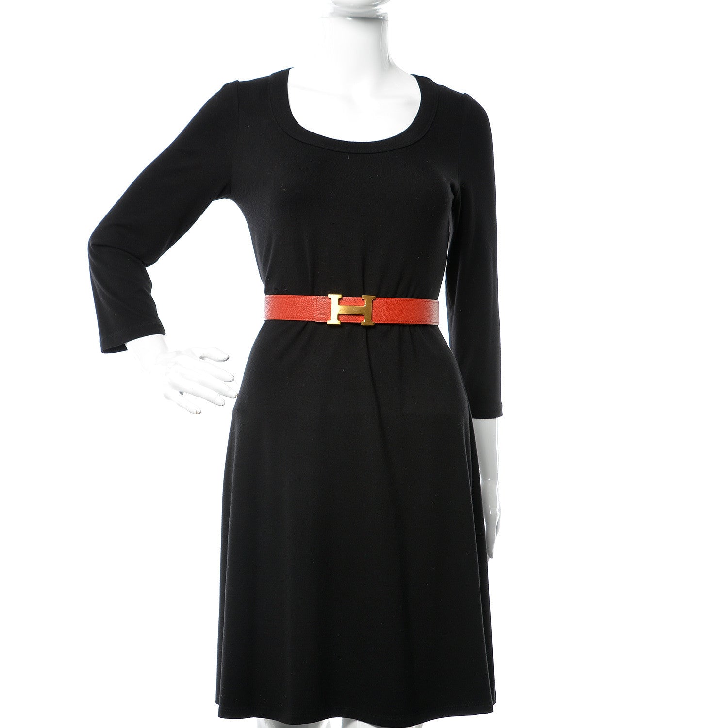 Hermes Box Togo 32mm H Belt 85 Vermillion Black 2 of 8