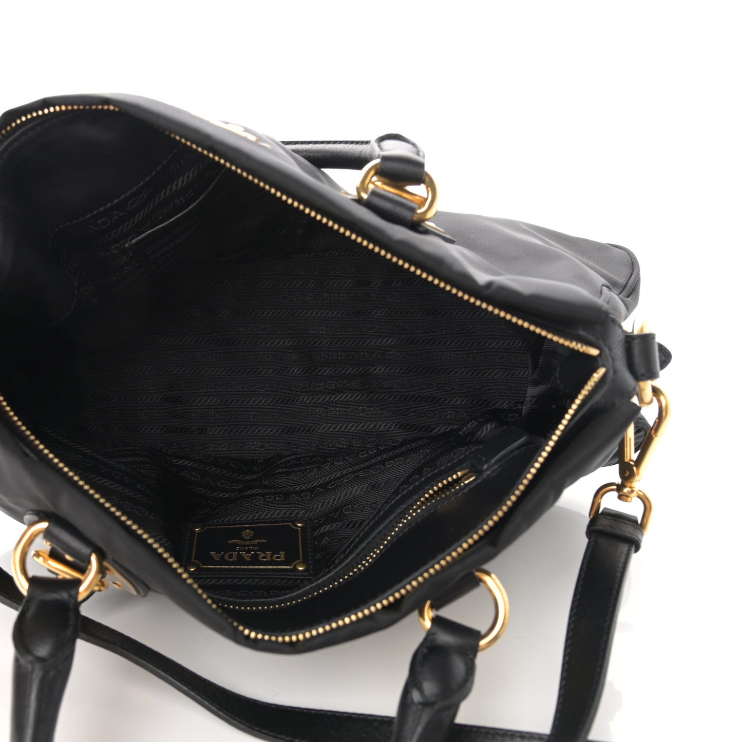 Tessuto Nylon Soft Calfskin Shopping Satchel Black