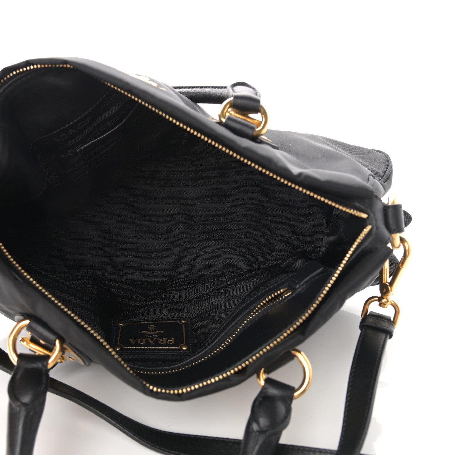 Prada Tessuto Nylon Soft Calfskin Shopping Satchel Black 5 of 13