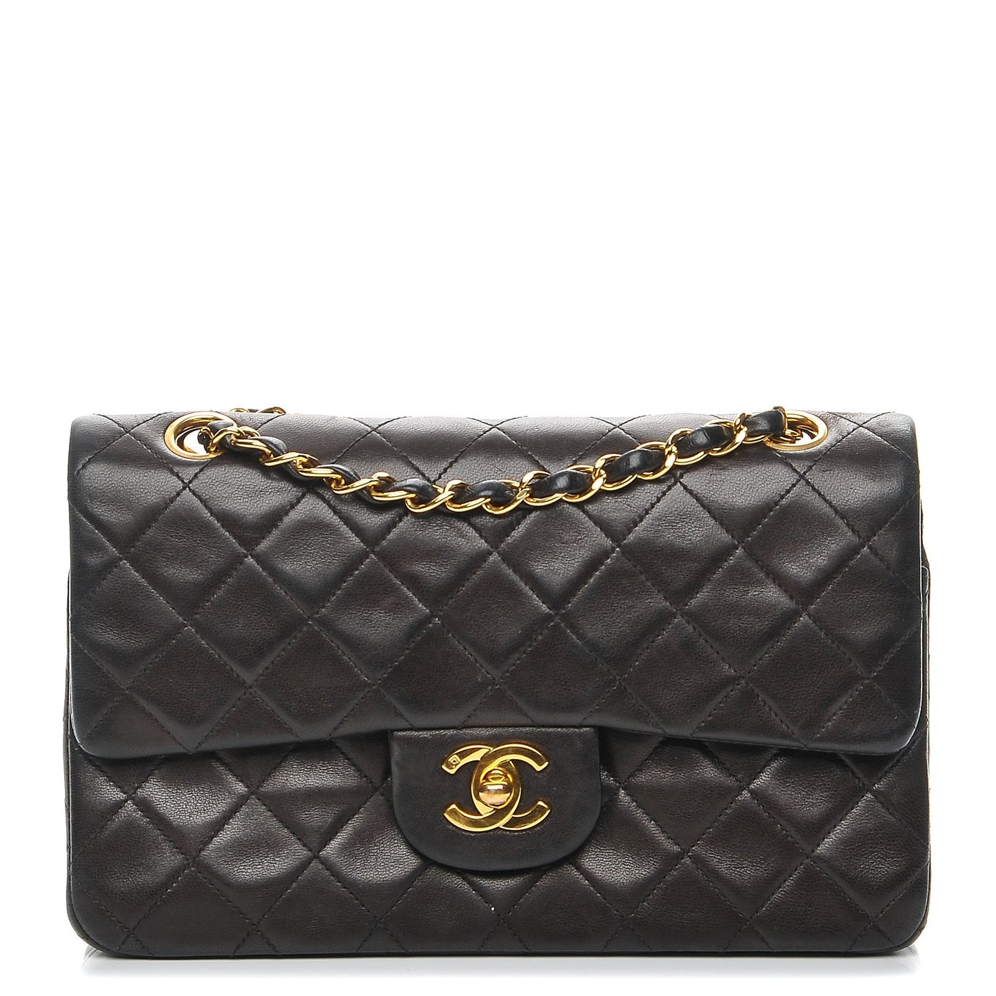 Lambskin Quilted Small Double Flap Black