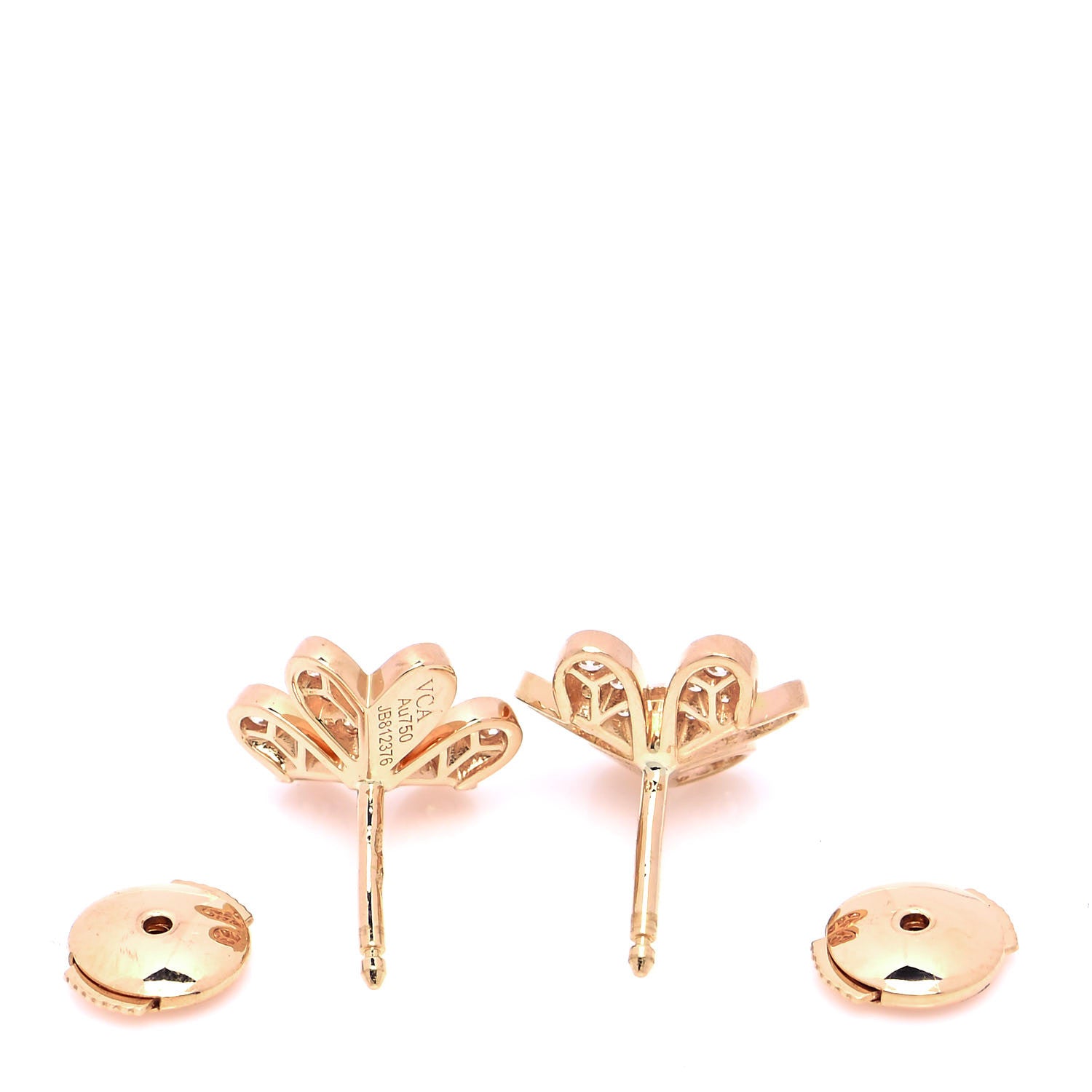 Van Cleef & Arpels 18K Rose Gold Diamond Mini Frivole Pave Earrings 4 of 6