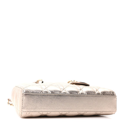 Christian Dior Metallic Lambskin Cannage Small Lady D-Joy Champagne 3 of 9