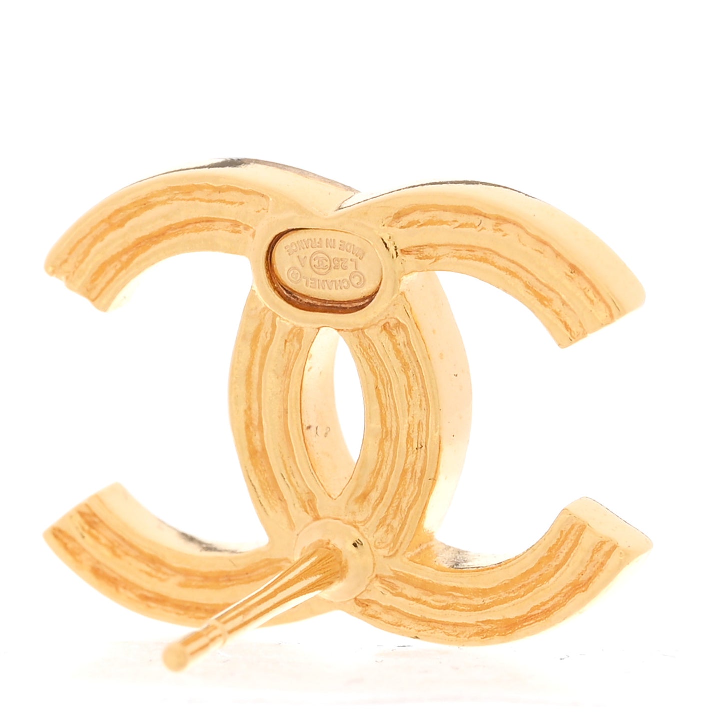 Metal Enamel CC Earrings Black Gold