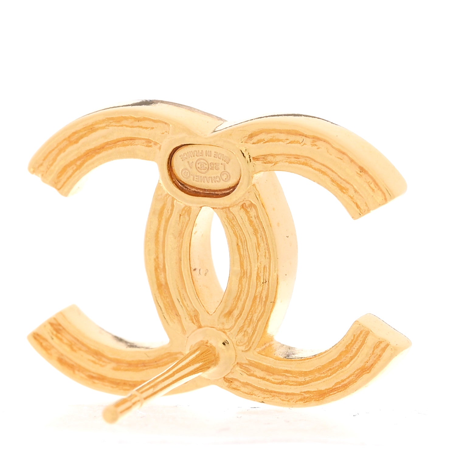 Chanel Metal Enamel CC Earrings Black Gold 4 of 5