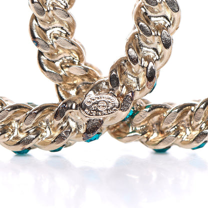 Chanel Iridescent Crystal CC Brooch Green 4 of 5
