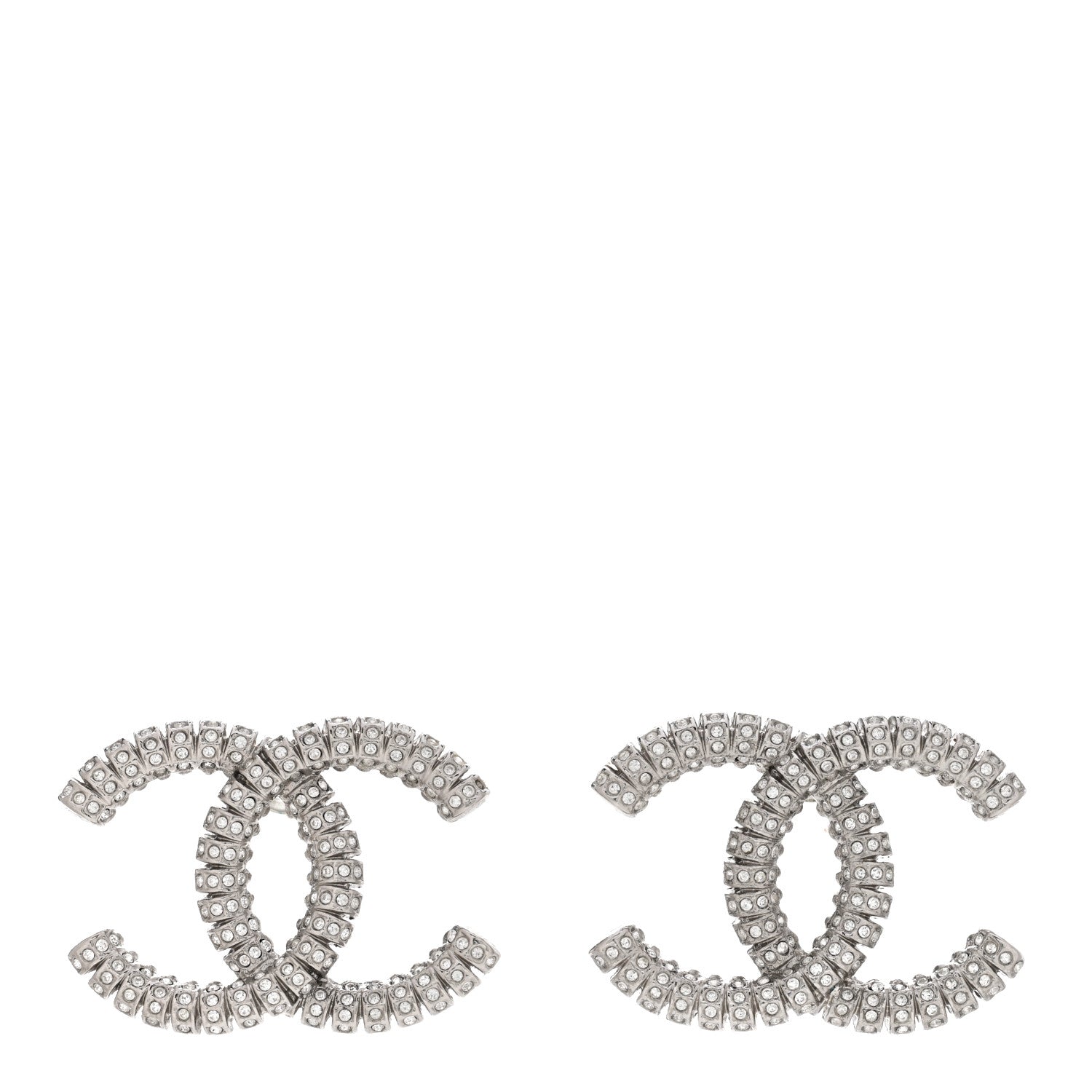 Chanel Crystal CC Earrings Silver 1 of 5