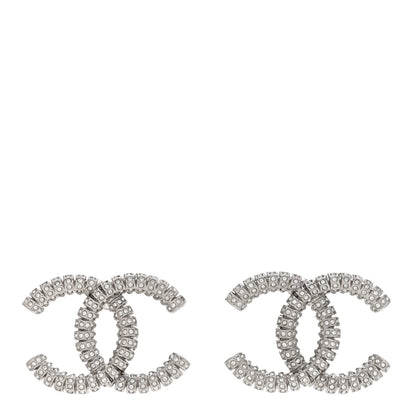 Chanel Crystal CC Earrings Silver 1 of 5