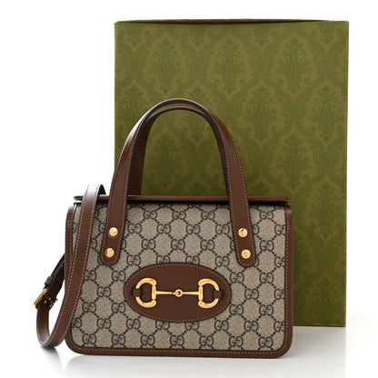 Gucci GG Supreme Monogram Azalea Calfskin Mini Horsebit 1955 Foldover Top Handle Bag Beige Ebony Brown Sugar 11 of 11