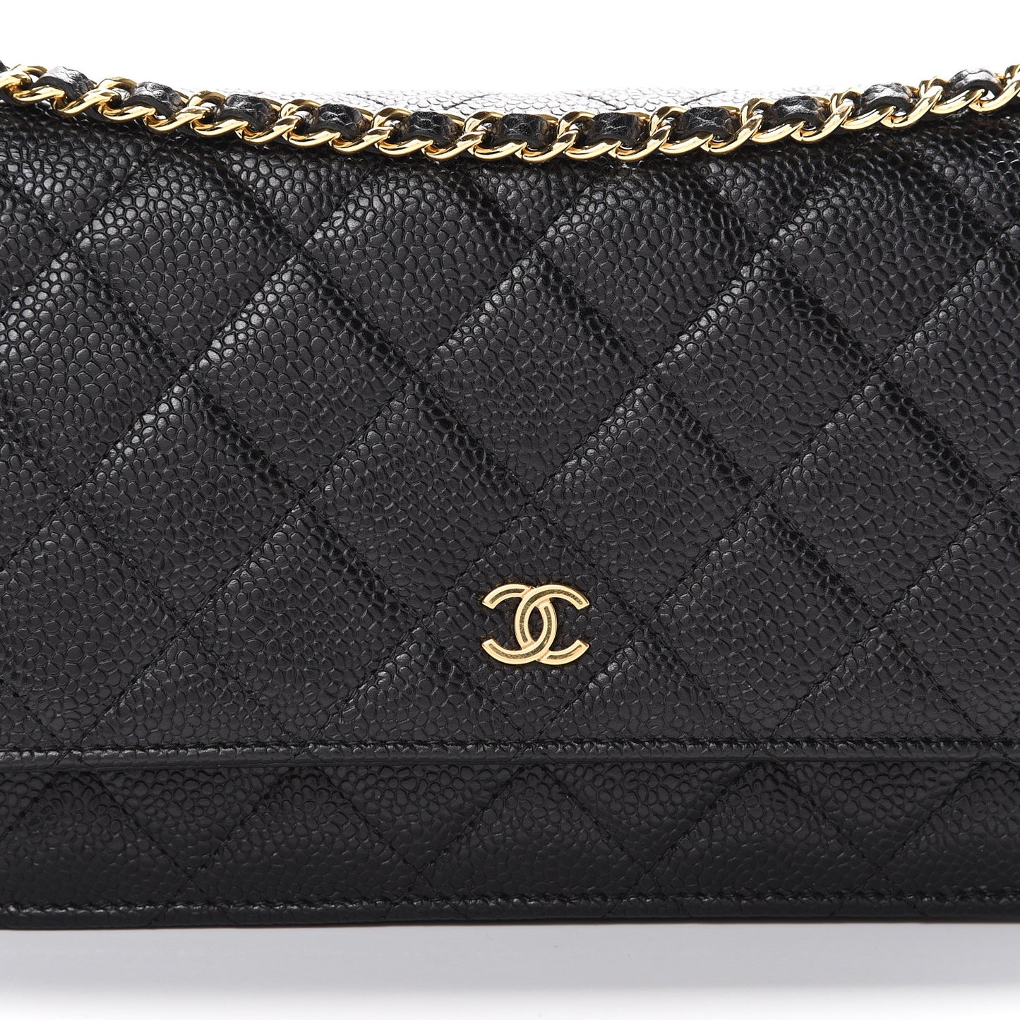 Caviar Quilted Wallet On Chain WOC Black