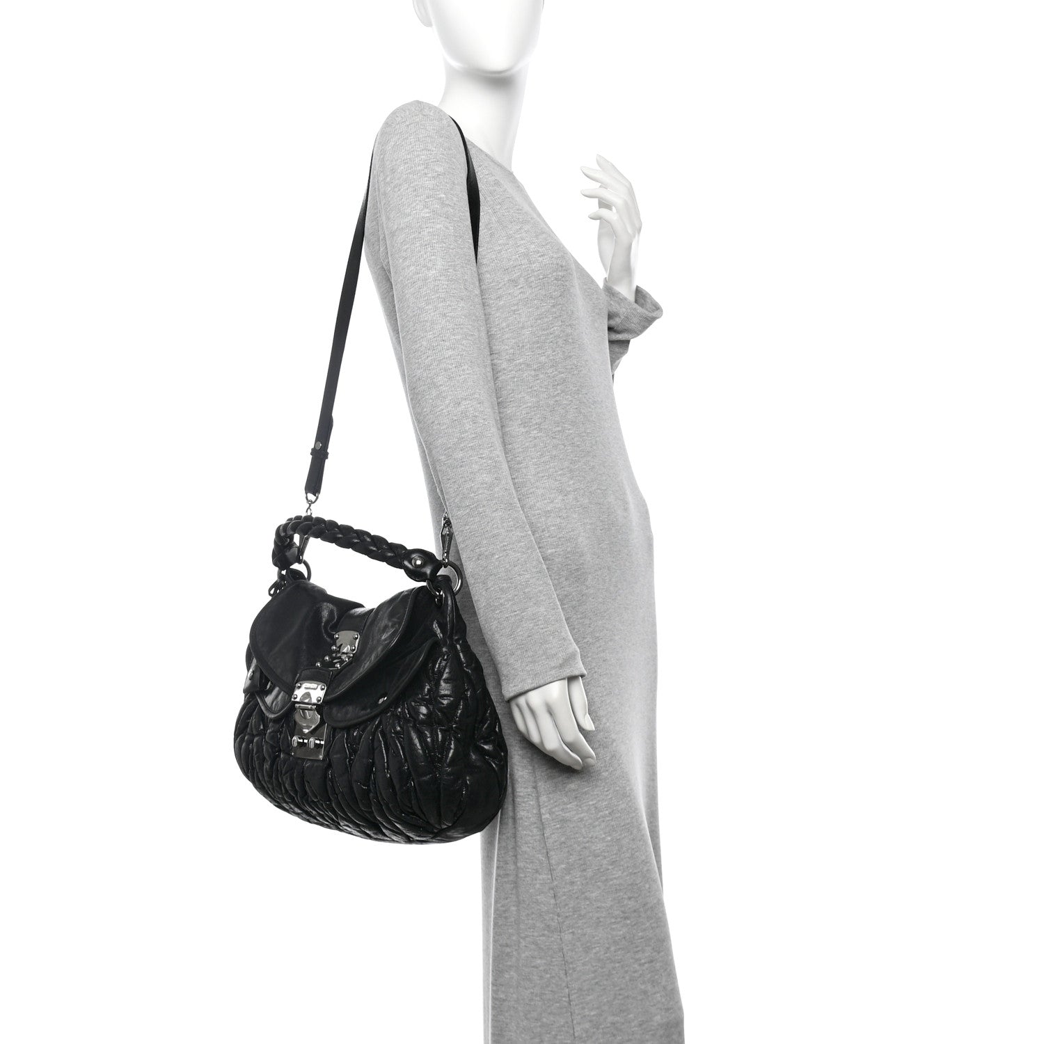 Miu Miu Nappa Matelasse Coffer Hobo Black 2 of 10