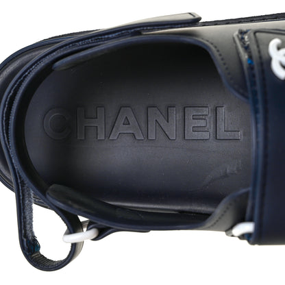 Chanel Rubber CC Dad Sandals 37 Navy 7 of 9