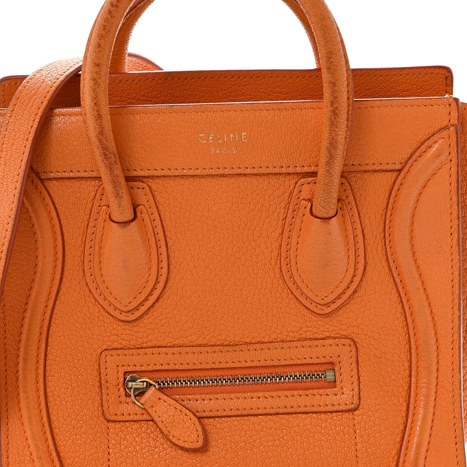 Celine Goatskin Nano Luggage Orange 8 of 13