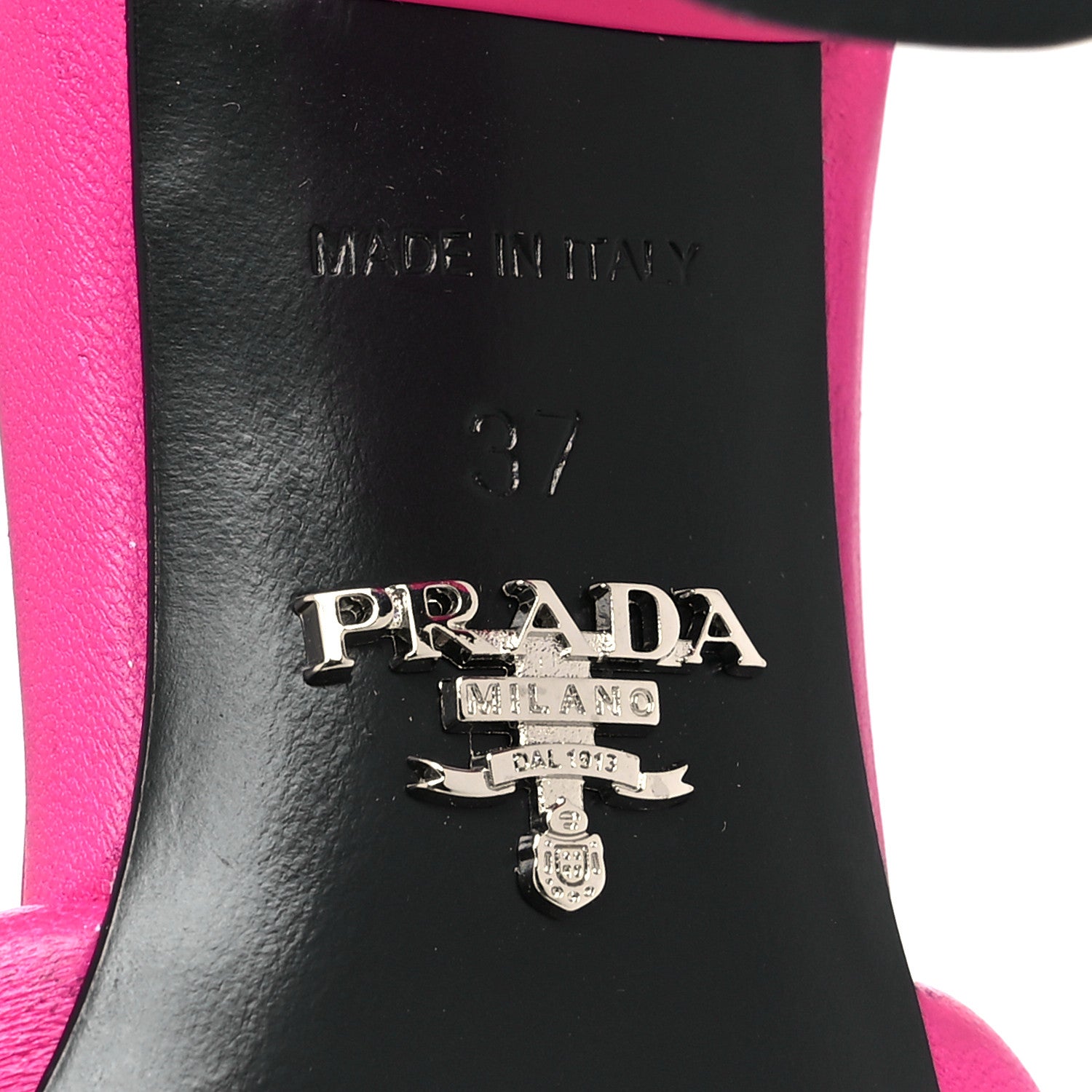 Prada Nappa Soft Padded Metal Triangle Logo 65mm Slide Sandals 37 Begonia Fluo 6 of 8