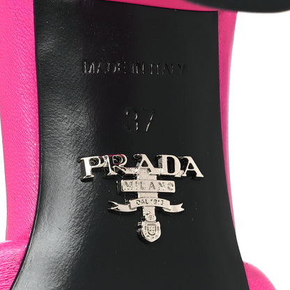 Prada Nappa Soft Padded Metal Triangle Logo 65mm Slide Sandals 37 Begonia Fluo 6 of 8
