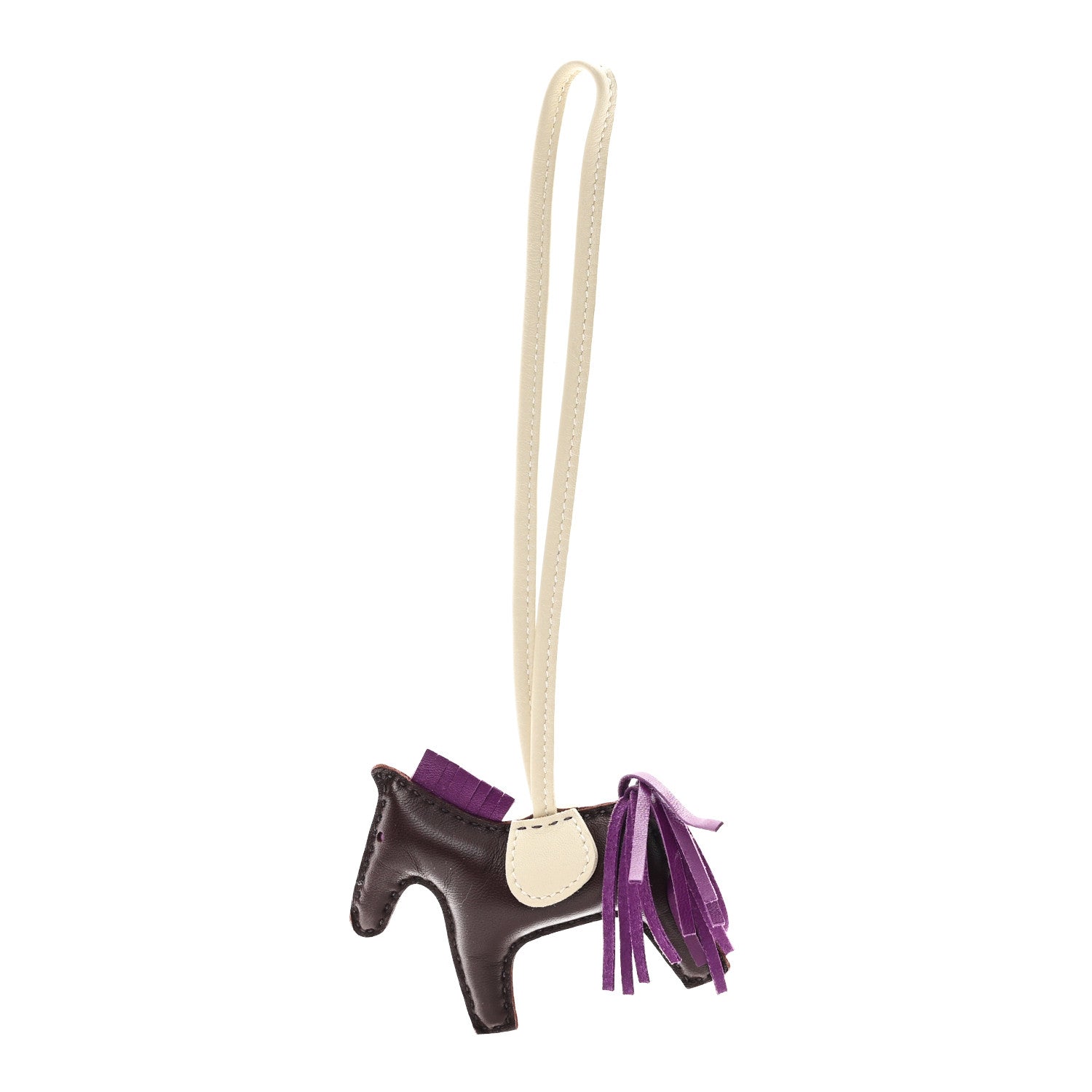 Hermes Milo Lambskin Grigri Rodeo Horse Bag Charm PM Rouge Sellier Craie Violet 1 of 4