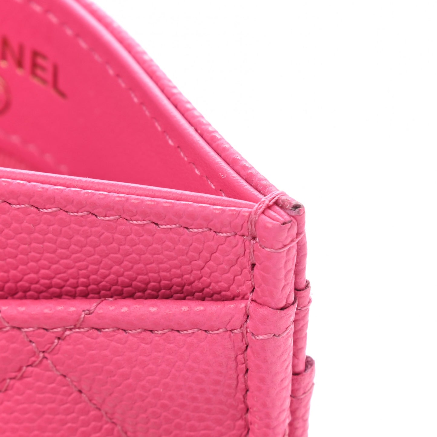Caviar Quilted Card Holder Dark Pink