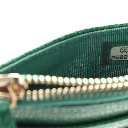 Chanel Metallic Caviar Quilted CC Zip Card Holder Green 7 of 10