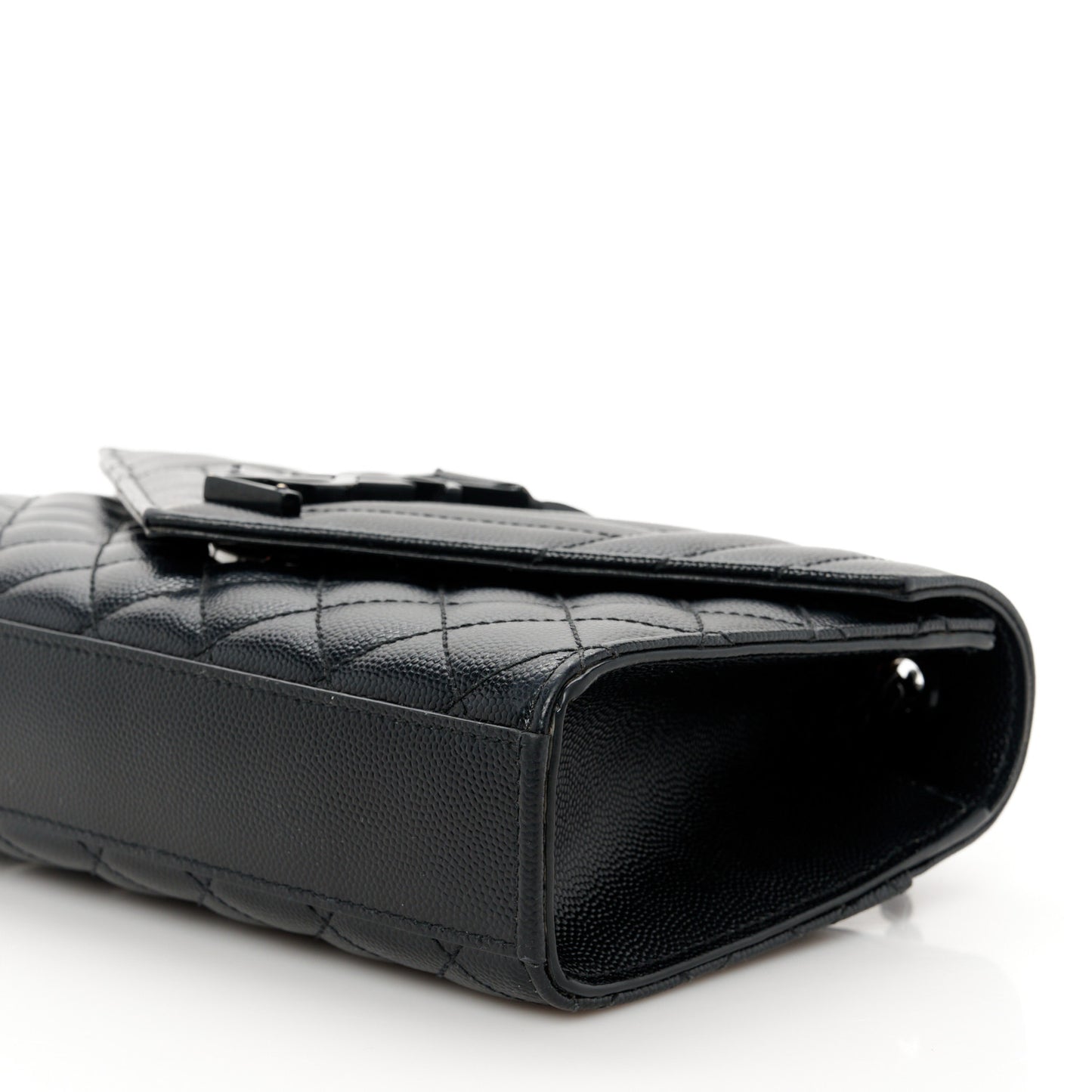 Grain De Poudre Textured Mixed Matelasse Triquilt Small Monogram Monochrome Satchel Black
