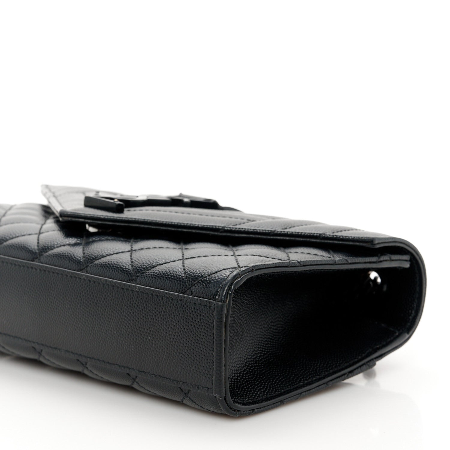 Saint Laurent Grain De Poudre Textured Mixed Matelasse Triquilt Small Monogram Monochrome Satchel Black 11 of 11