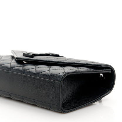 Saint Laurent Grain De Poudre Textured Mixed Matelasse Triquilt Small Monogram Monochrome Satchel Black 11 of 11