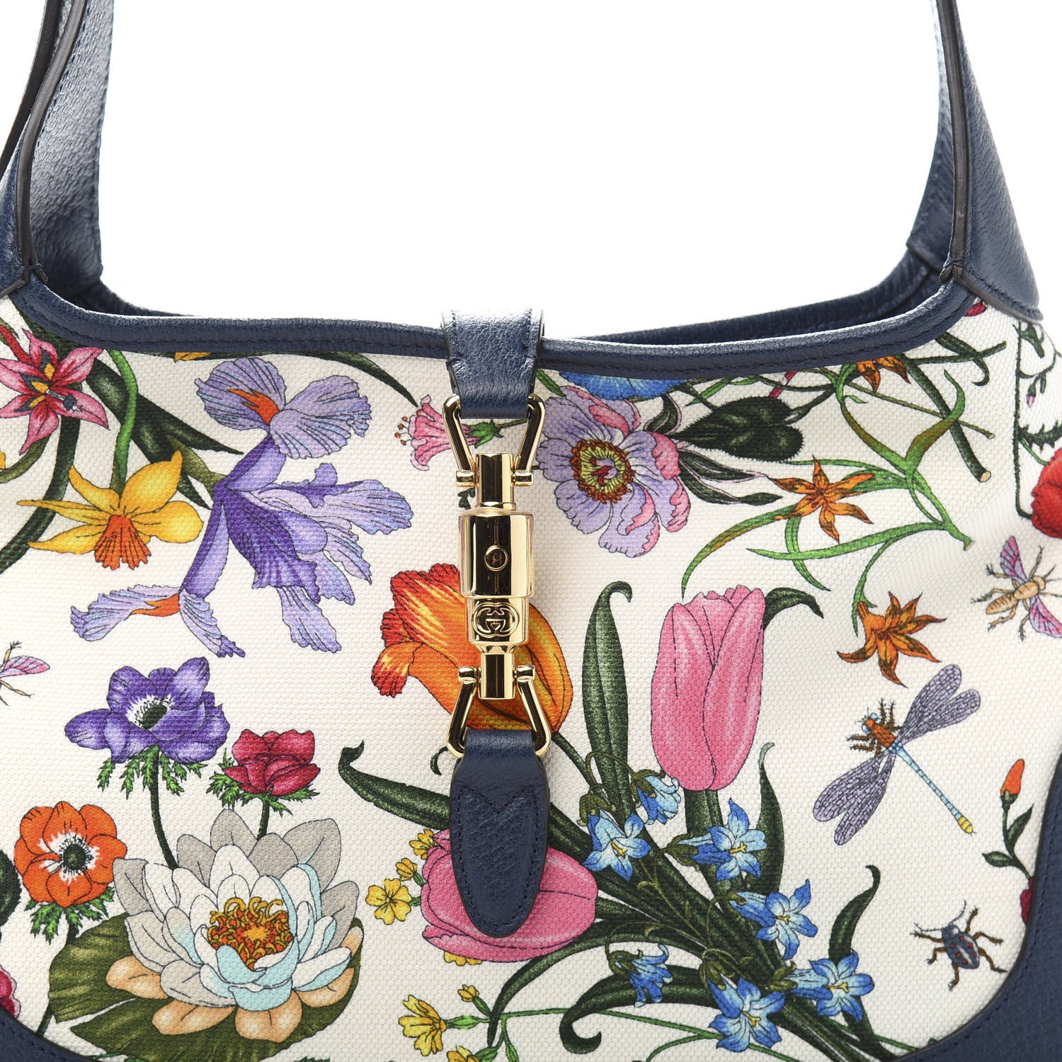 Gucci Canvas Flora Medium Jackie Hobo Blue Agata 11 of 11