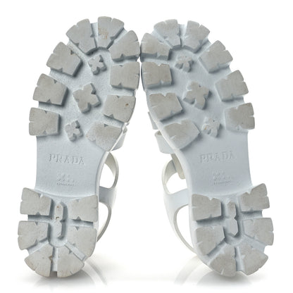 Prada Foam Rubber Metal Triangle Logo Monolith 55mm Cage Sandals 41 White 7 of 16