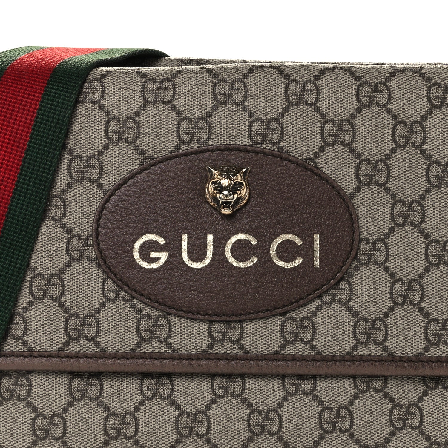 Gucci GG Supreme Monogram Web Neo Vintage Double Flap Messenger Bag Beige New Acero 9 of 11