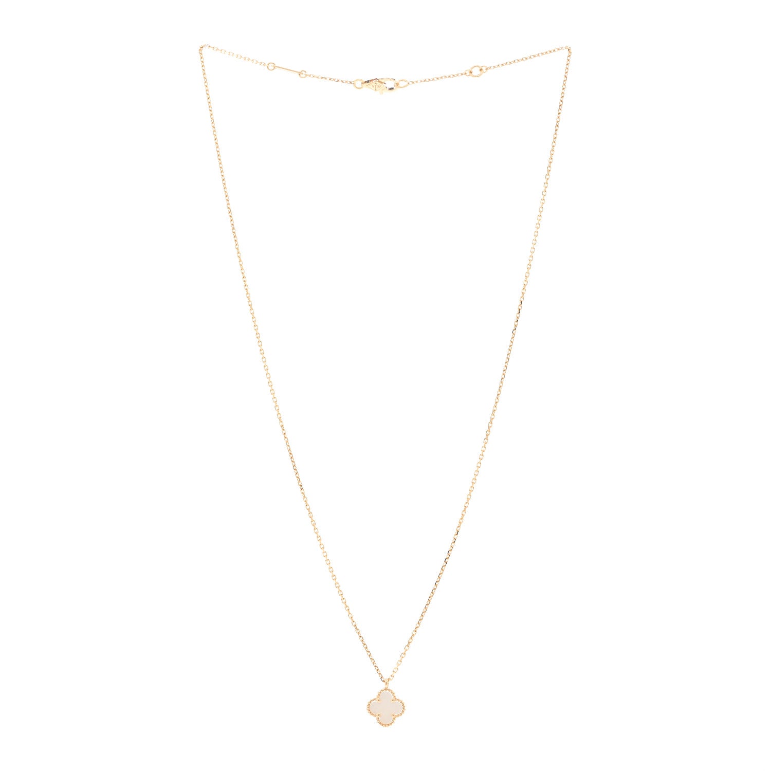 Van Cleef & Arpels 18K Yellow Gold Mother of Pearl Sweet Alhambra Pendant Necklace 3 of 5