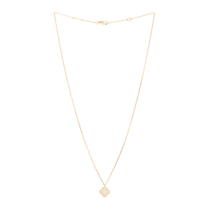 Van Cleef & Arpels 18K Yellow Gold Mother of Pearl Sweet Alhambra Pendant Necklace 3 of 5