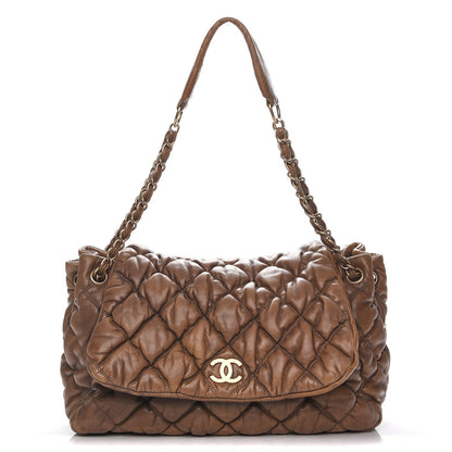 Chanel Lambskin Bubble Quilt Flap Bag Dark Beige 1 of 8