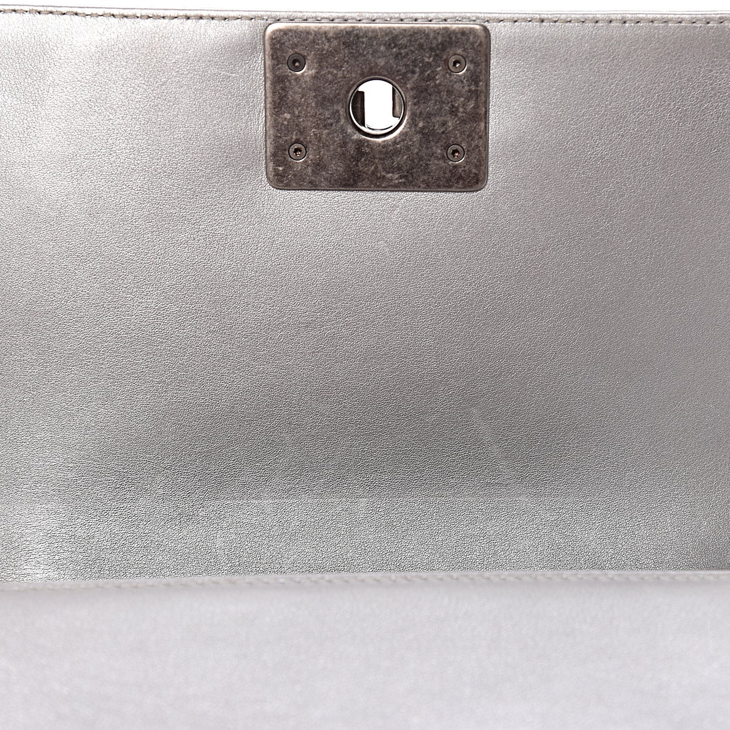 Metallic Calfskin Quilted Small Boy Flap Silver