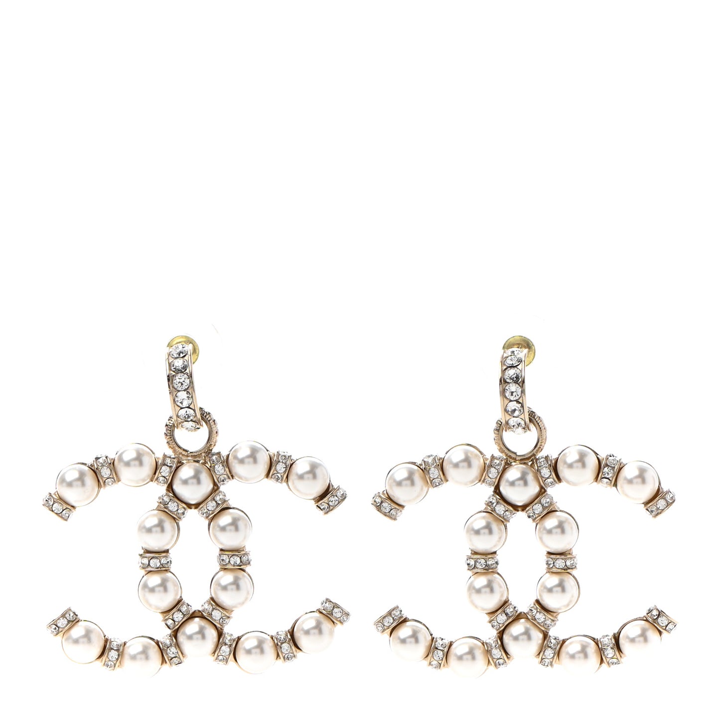 Pearl Crystal Nefertiti CC Drop Earrings Gold
