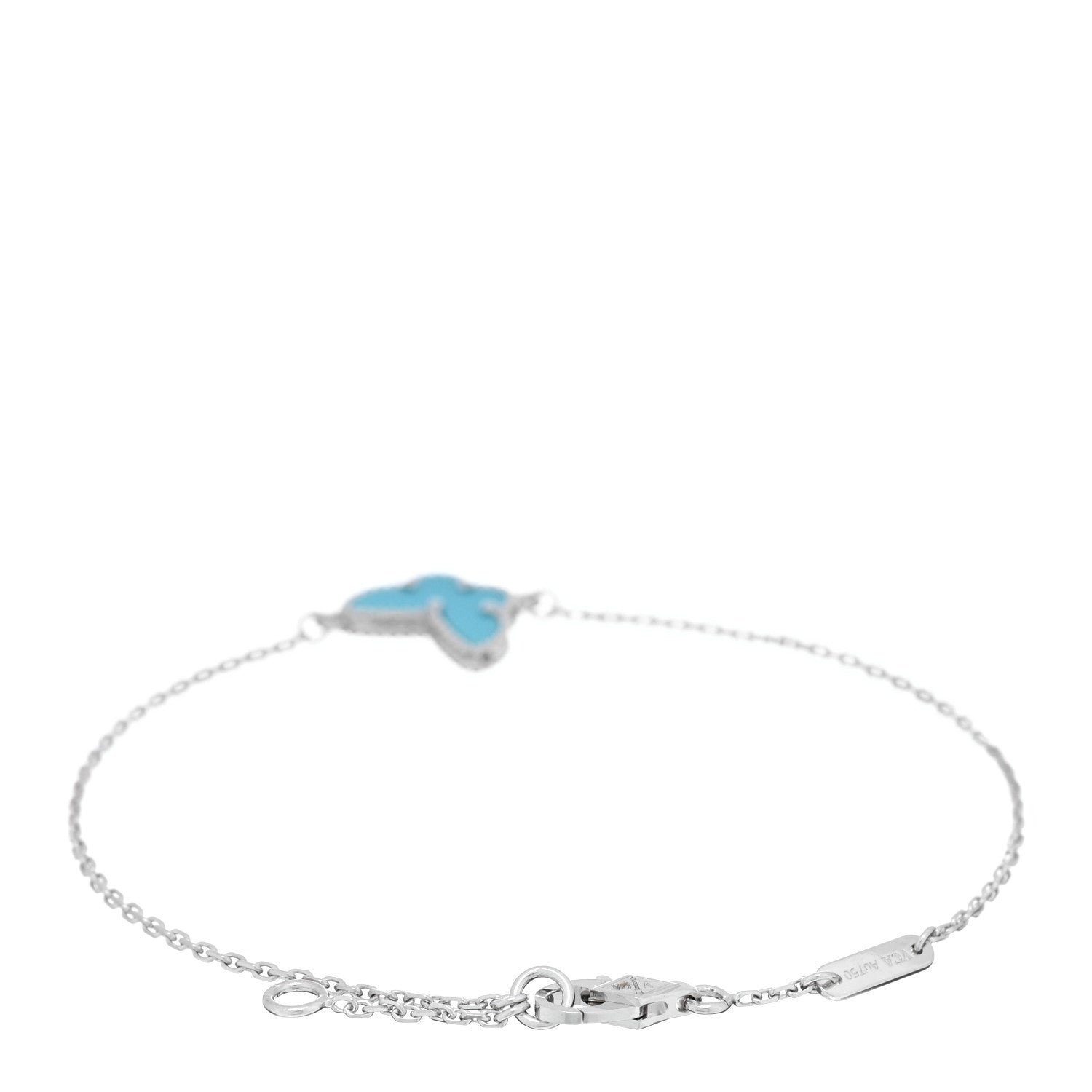 Van Cleef & Arpels 18K White Gold Turquoise Sweet Alhambra Butterfly Bracelet 2 of 3