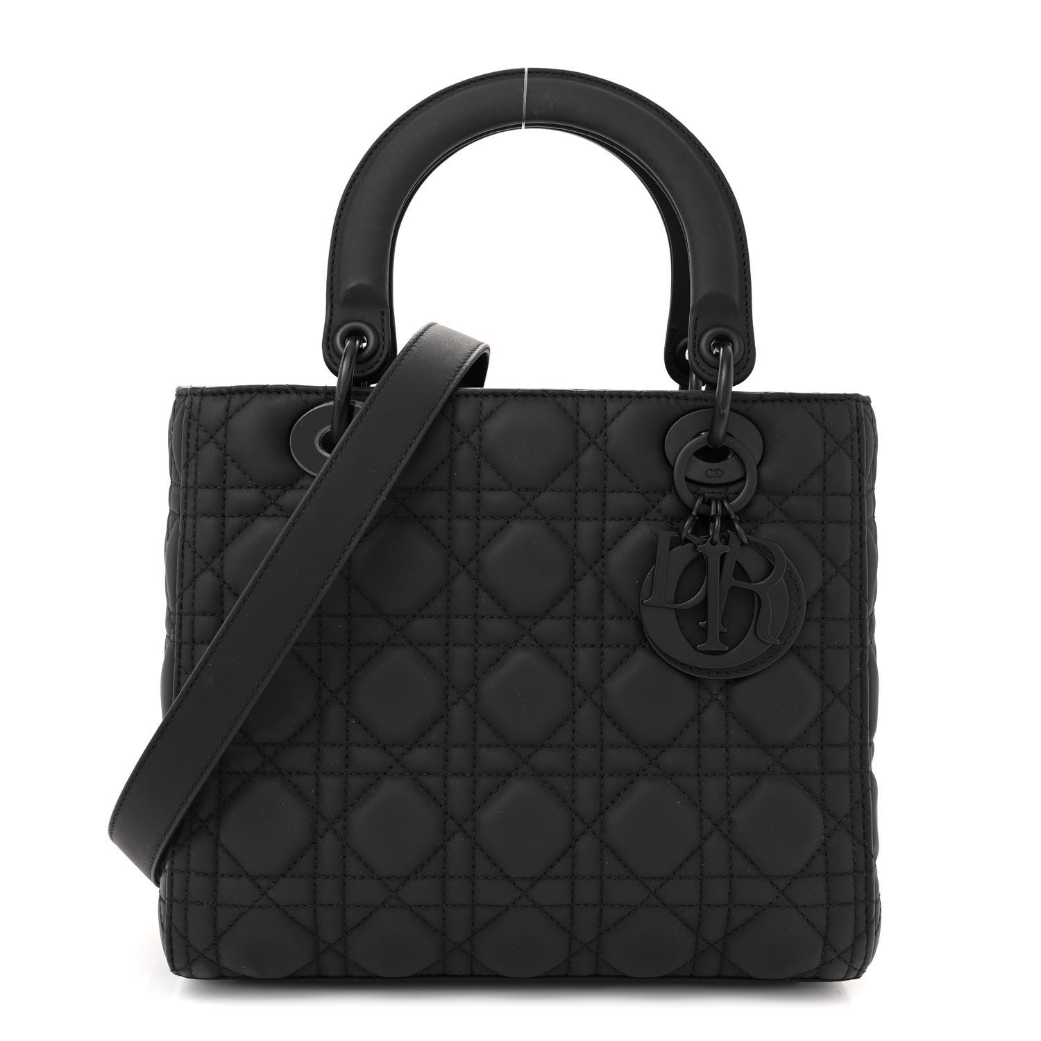Christian Dior Ultra Matte Calfskin Cannage Medium Lady Dior Black 1 of 11