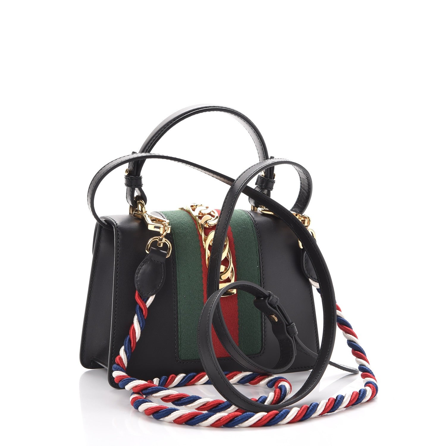 Gucci Calfskin Mini Sylvie Top Handle Bag Black 5 of 11