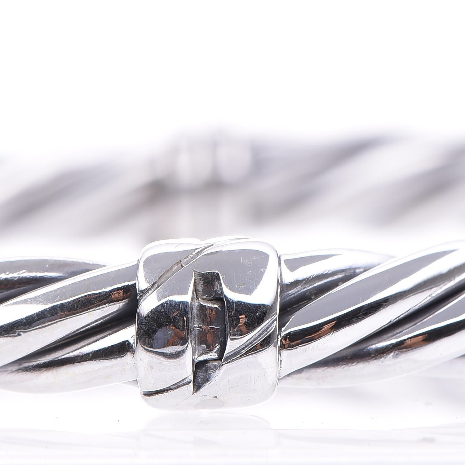 David Yurman Sterling Silver Diamond 6mm Moonlight Ice Hinged Bracelet 5 of 7