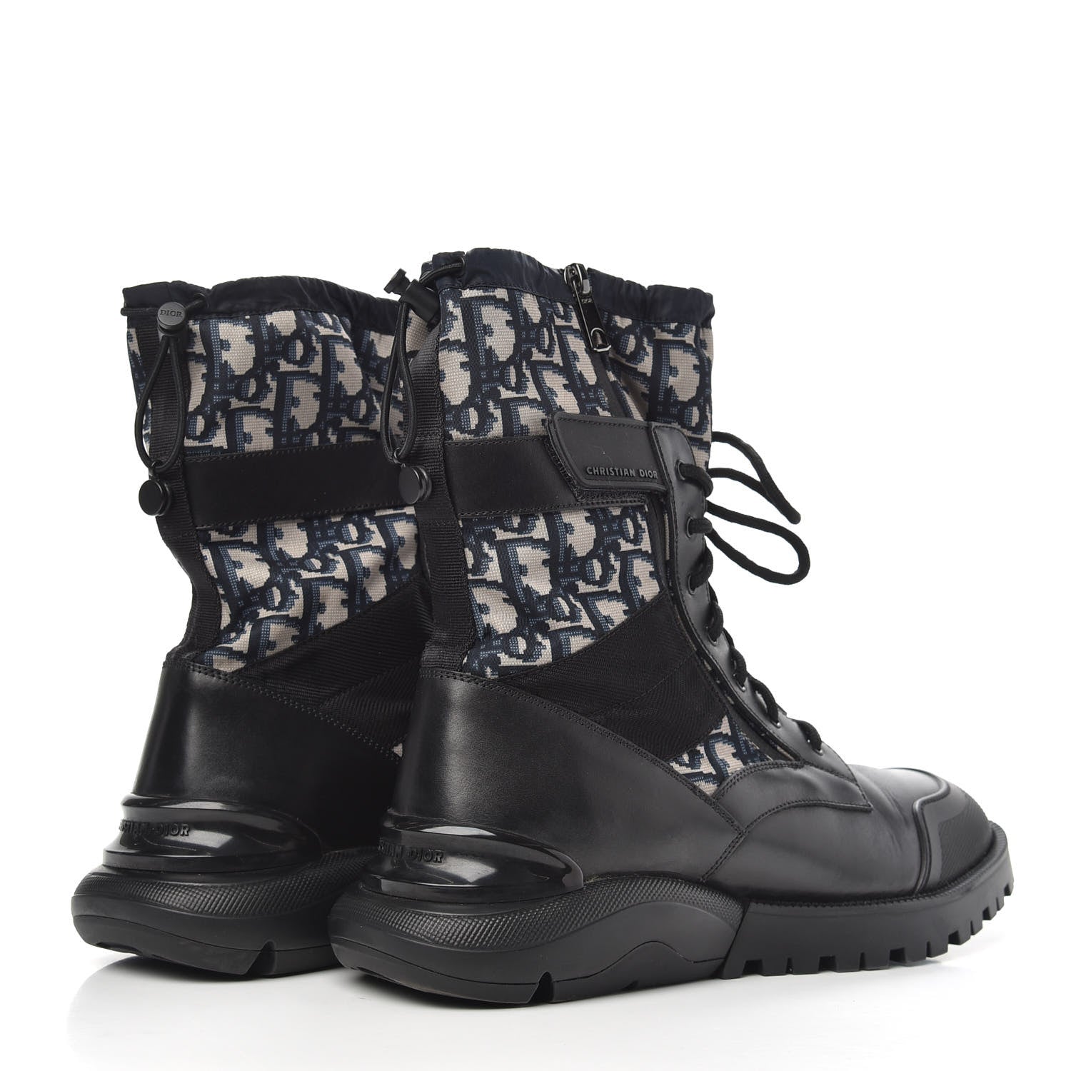 Christian Dior Oblique Smooth Calfskin Combat Boots 41 Beige Black 4 of 8