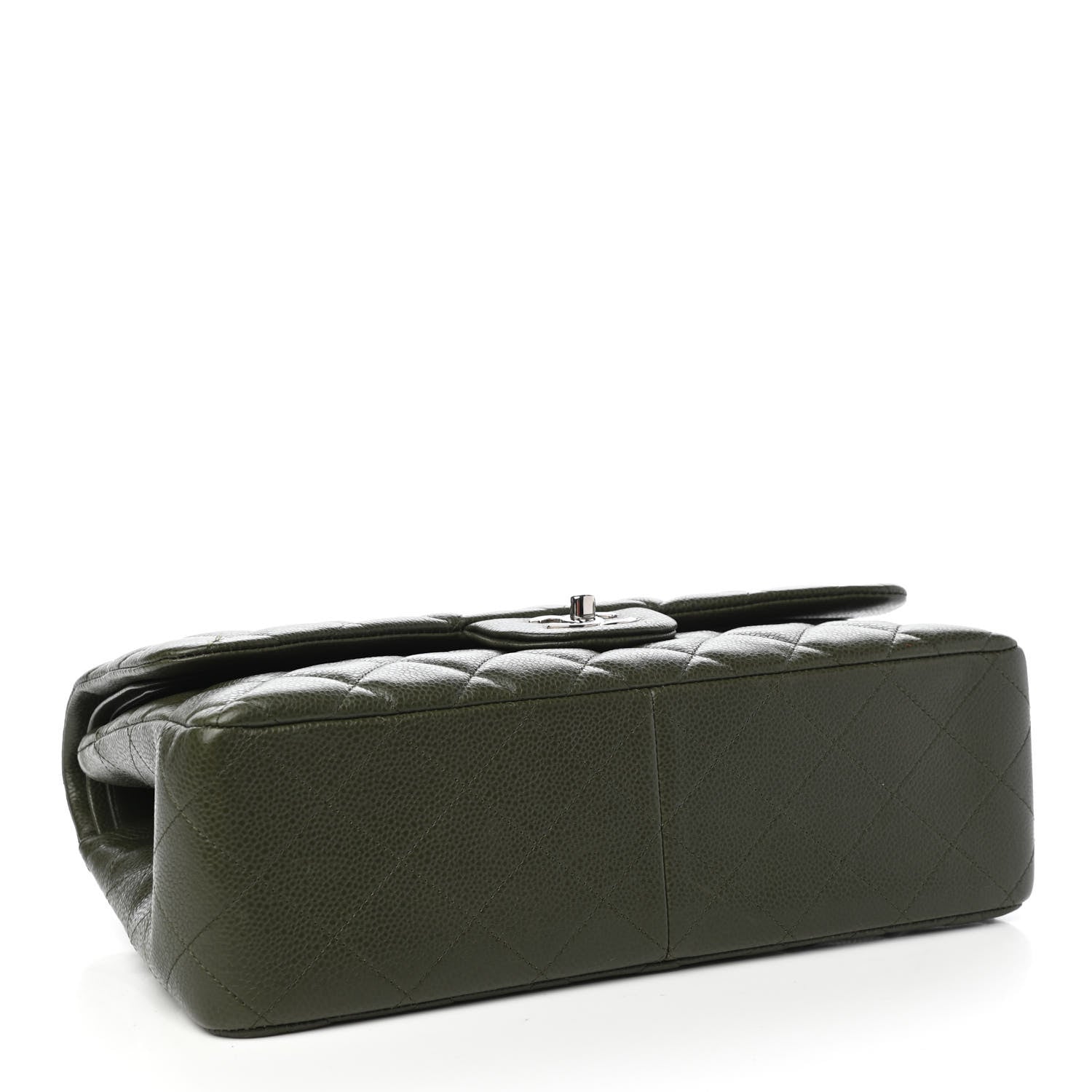 Chanel Caviar Quilted Jumbo Double Flap Dark Green 4 of 10