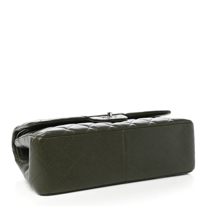 Chanel Caviar Quilted Jumbo Double Flap Dark Green 4 of 10