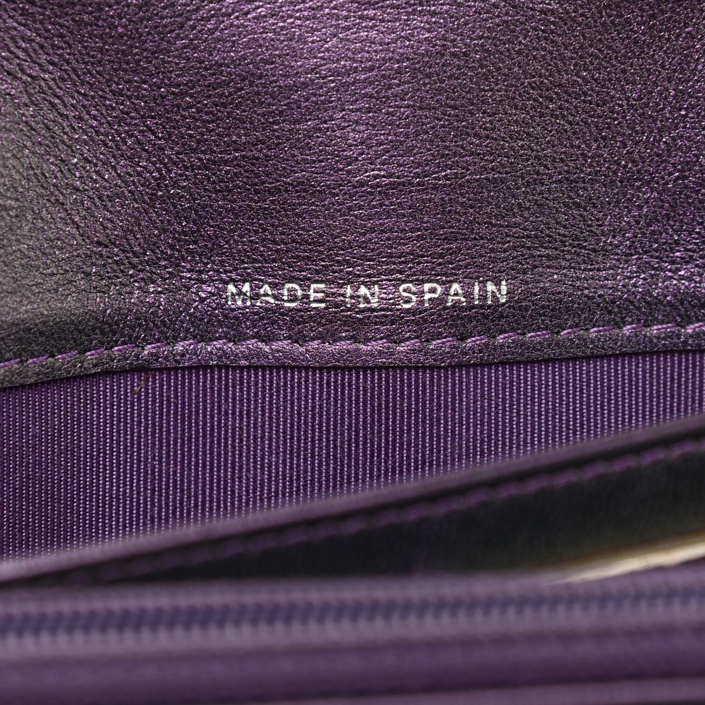 Metallic Lambskin Quilted Large Gusset Flap Wallet Purple