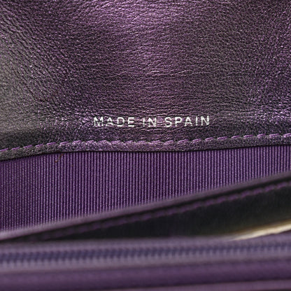 Chanel Metallic Lambskin Quilted Large Gusset Flap Wallet Purple 7 of 13