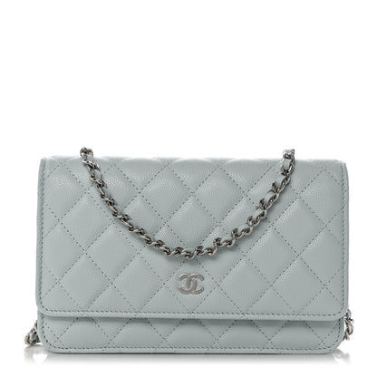 Chanel Caviar Quilted Wallet on Chain WOC Light Blue 1 of 9