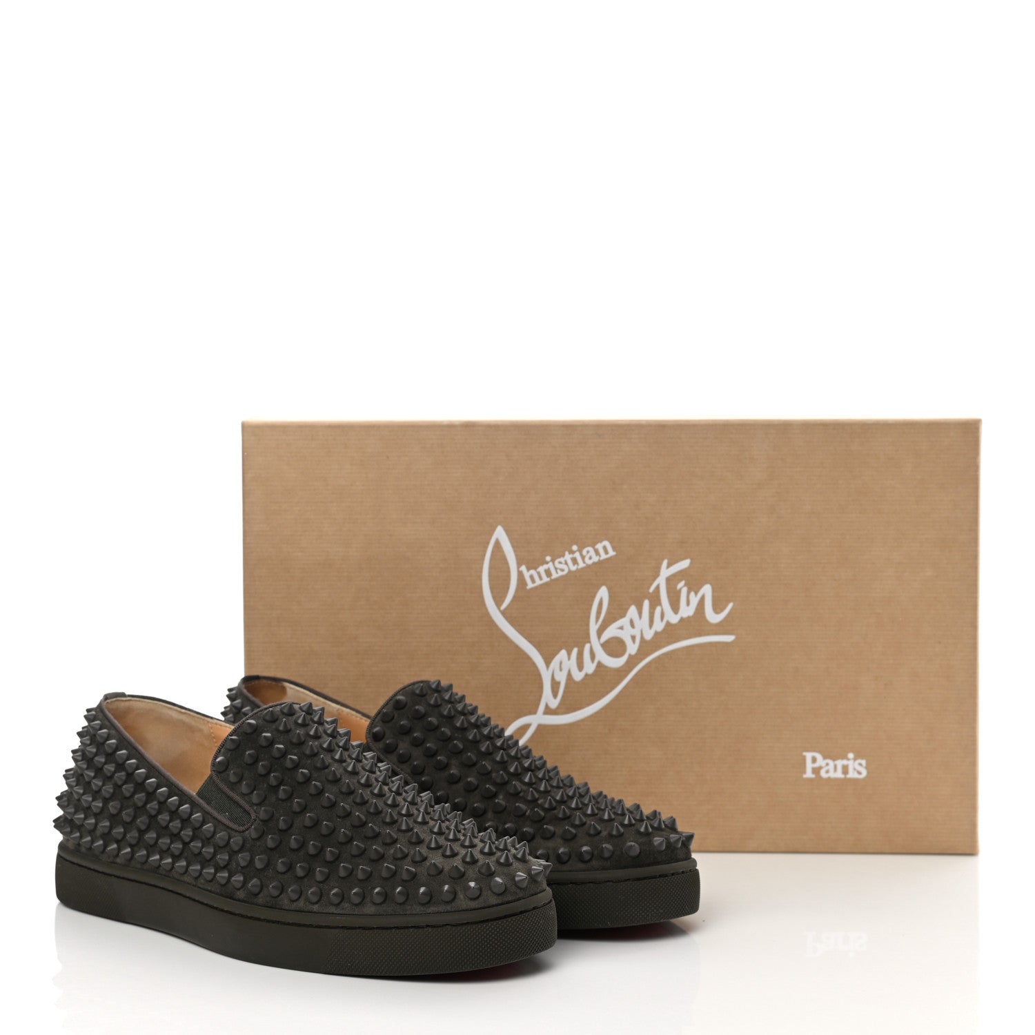 Christian Louboutin Veau Velours Spikes Mens Roller Boat Flat 40 Ombre 13 of 13
