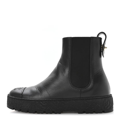 Chanel Calfskin Cap Toe CC Ankle Boots 37 Black 1 of 9