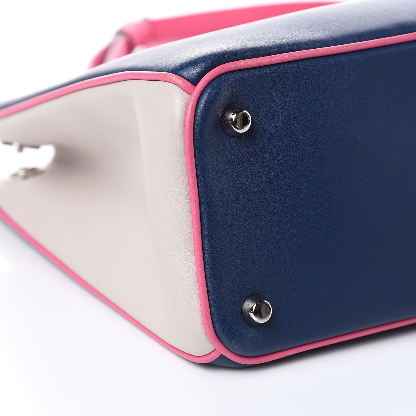 Smooth Calfskin Medium Tri-Color Diorissimo Bag Navy Pink